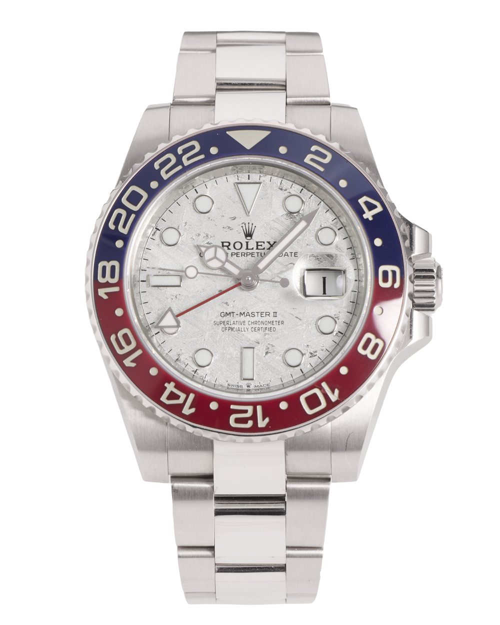 Rolex GMT-Master II in 18ct white gold with meteorite dial and red and blue bezel